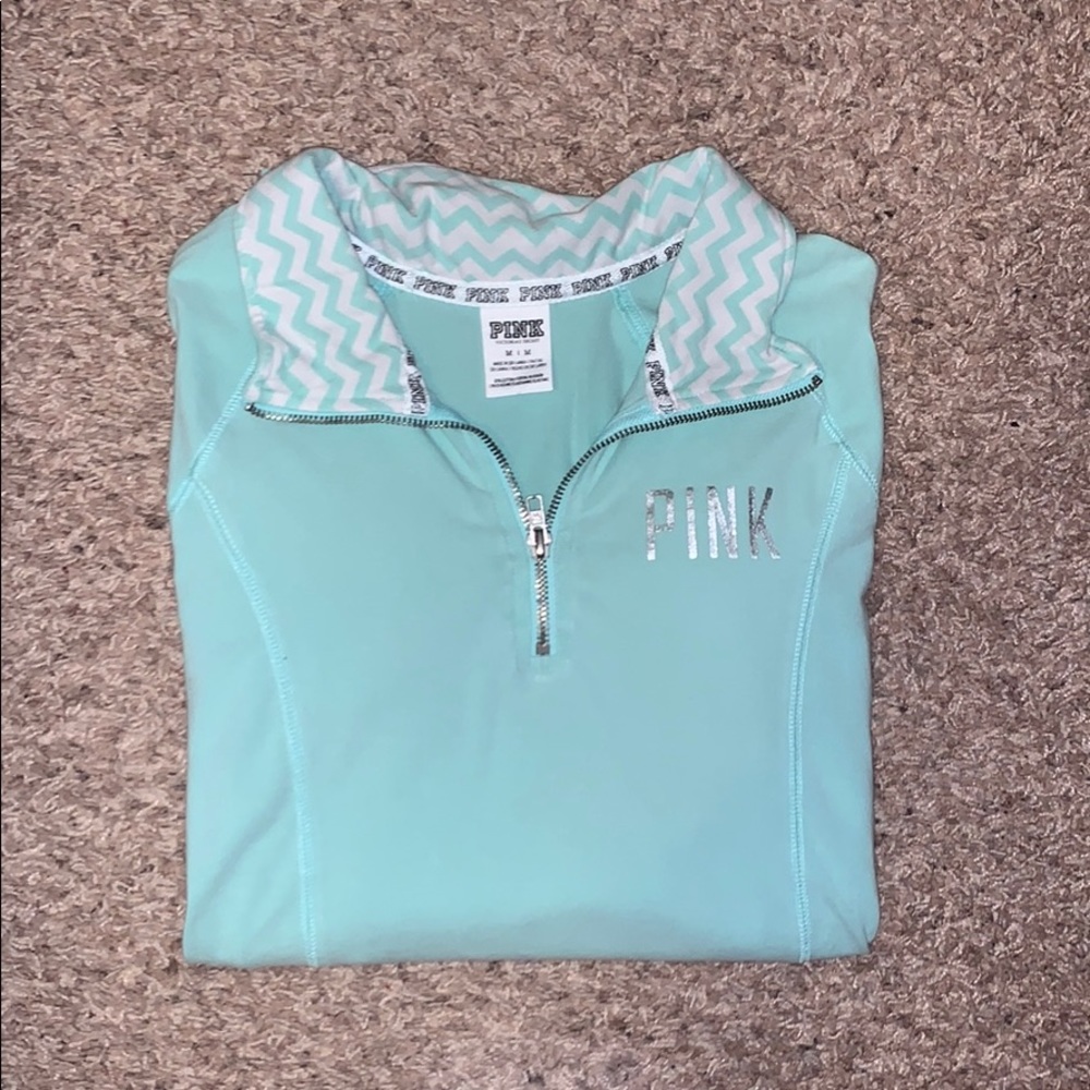 PINK mint green, fitted quarter zip